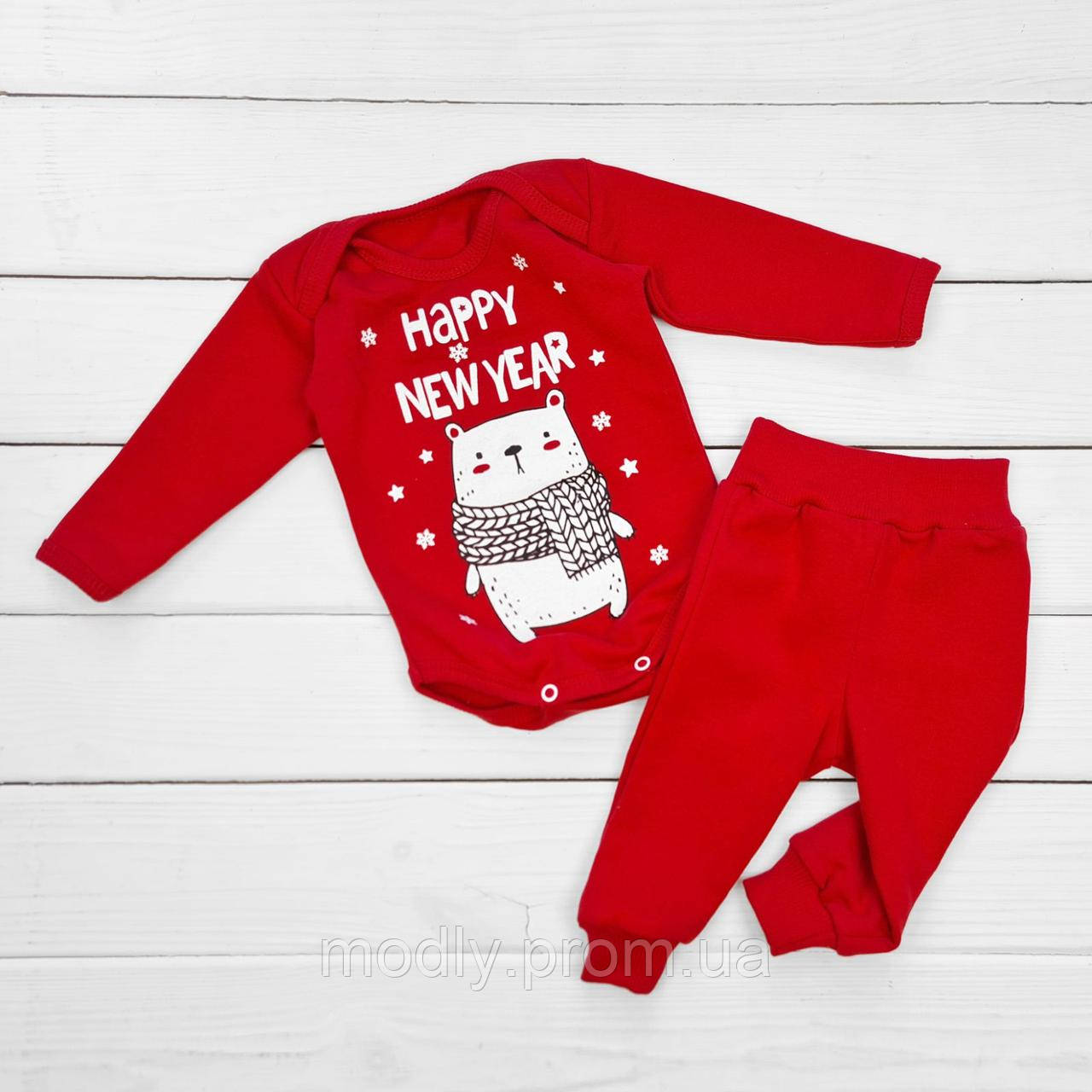 Дитячий новорічний комплект для малюків Malena happy new year 74 см червоний (137505680) MY, код: 8328789