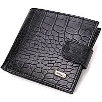 Чоловічий гаманець горизонтального формату з натуральної шкіри з тисненням під крокодила CANPEL OM, код: 8061799