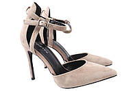 Туфлі жіночі з натуральної замші на шпильці Бежеві Angelo Vani 146-21LT 36 SB, код: 7365464