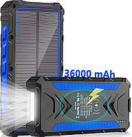 Павербанк Djroll 36000 mah с солнечной панелью и беспроводной зарядкой
