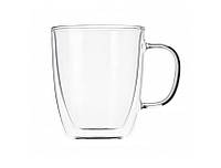 Стеклянный стакан для чая и кофе с двойными стенками и двойным дном А-Плюс 7008 Capuchino 400 UM, код: 8262267