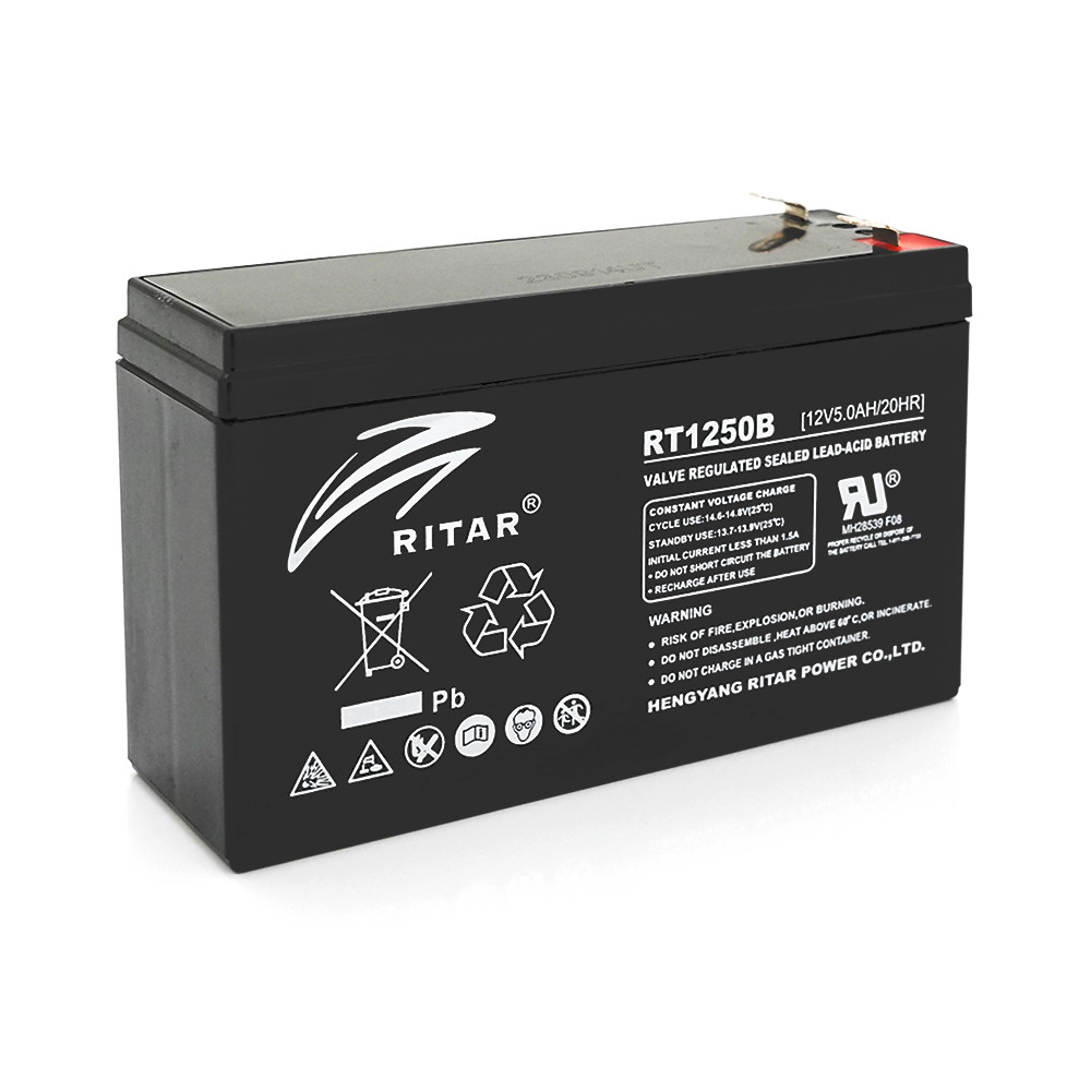 Акумуляторна батарея AGM RITAR RT1250BL, Black Case, 12V 5.0Ah ( 150 х 50 х 93 ) Q10