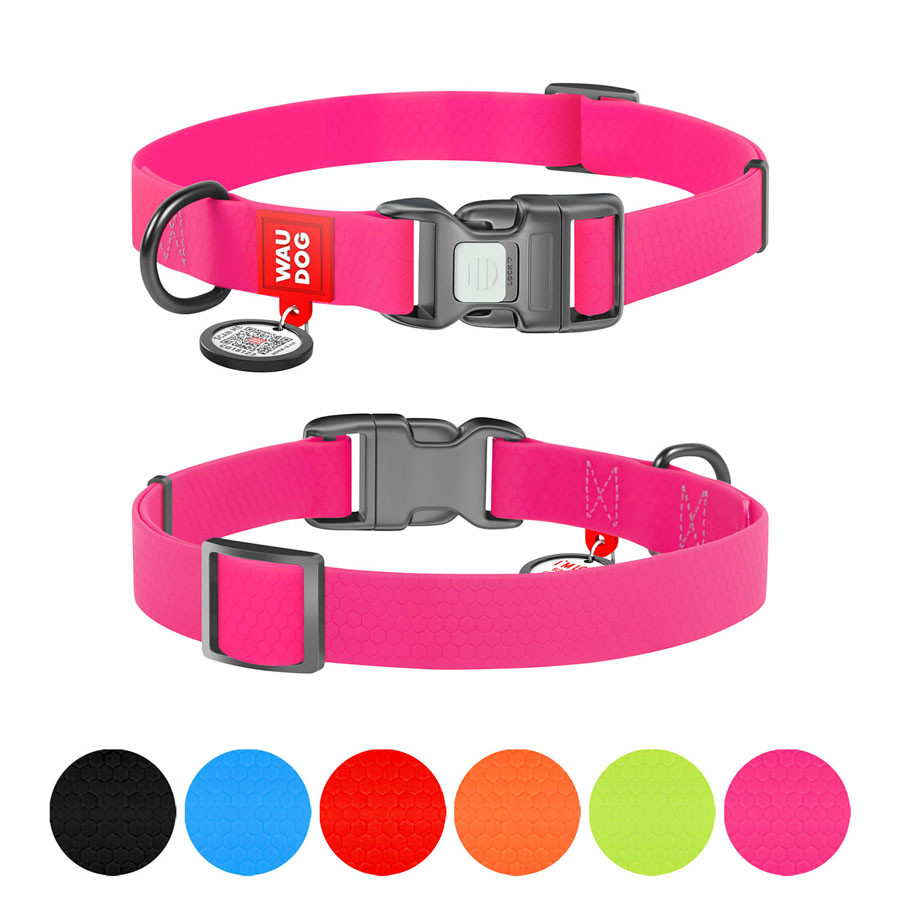 Нашийник для собак водостійкий WAUDOG Waterproof з QR-паспортом, пластикова пряжка-фастекс, Ш 15 мм, Дл 25-35, фото 1