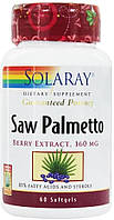 Со пальметто экстракт ягод Saw Palmetto Solaray 160 мг 60 гелевых капсул PM, код: 7289467