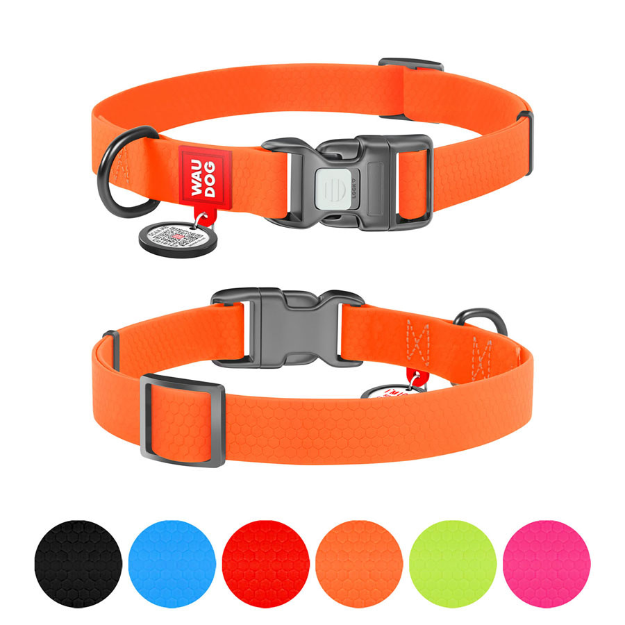 Нашийник для собак водостійкий WAUDOG Waterproof з QR-паспортом, пластикова пряжка-фастекс, Ш 25 мм, Дл 34-49, фото 1