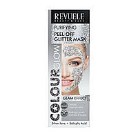 Серебристая очищающая блестящая маска-пленка для лица Revuele Color Glow 80 мл TH, код: 8213764