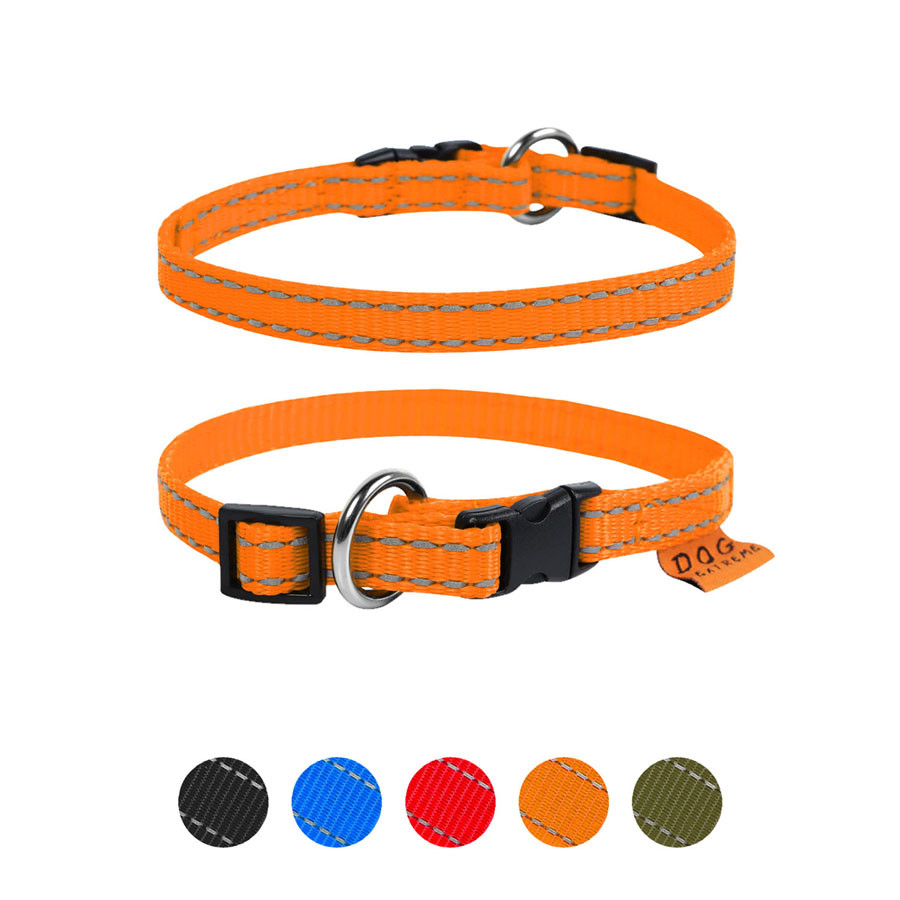 Нашийник Dog Extreme нейлоновий регульований (ширина 10 мм, довжина 20-30 см) жовтогарячий, фото 1