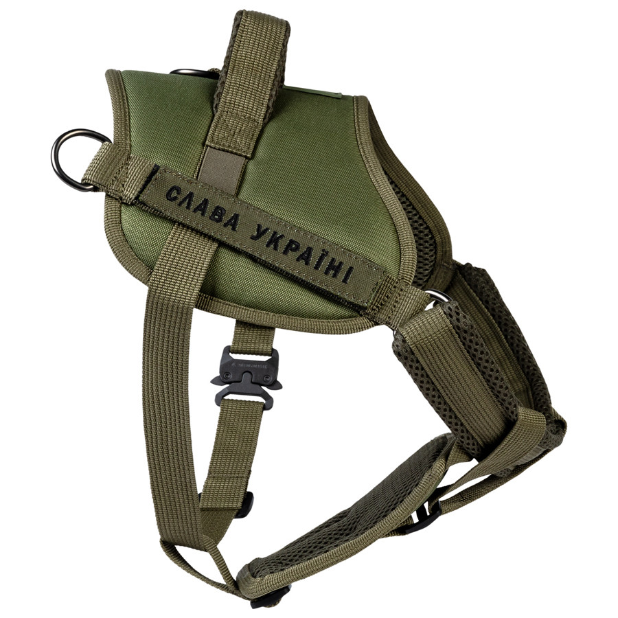 Шлея для службових собак WAUDOG PRO, металевий фастекс, M, В 55-75 см, хакі, фото 1