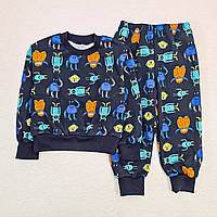 Пижама для мальчика с начесом Dexters monsters 110 см темно-синий (131738969153) VA, код: 8335947