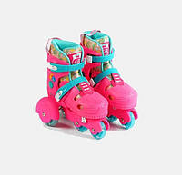 Роликовые коньки с защитой Best Roller 30 - 33 S светящиеся PU колёса Pink (141114) BB, код: 8327829