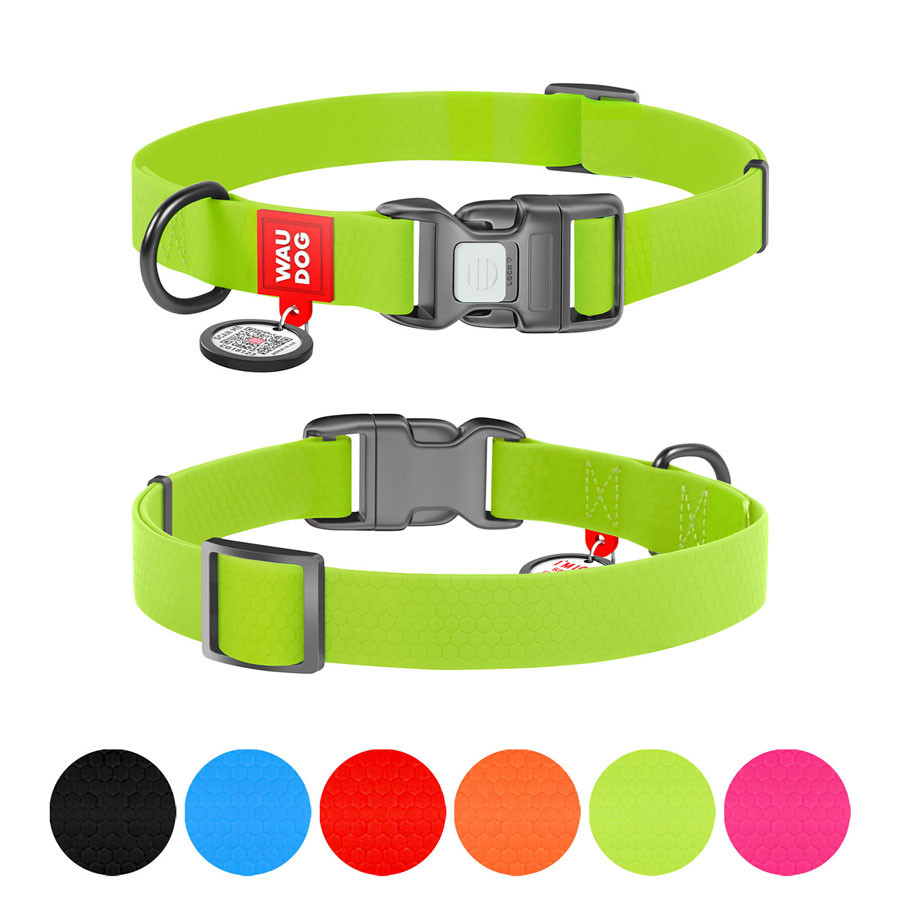 Нашийник для собак водостійкий WAUDOG Waterproof з QR-паспортом, пластикова пряжка-фастекс, Ш 25 мм, Дл 34-49, фото 1