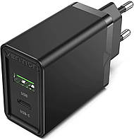 Зарядний пристрій Vention USB Type C+QC4.0 (18-20W) Black (FBBB0-EU-1)