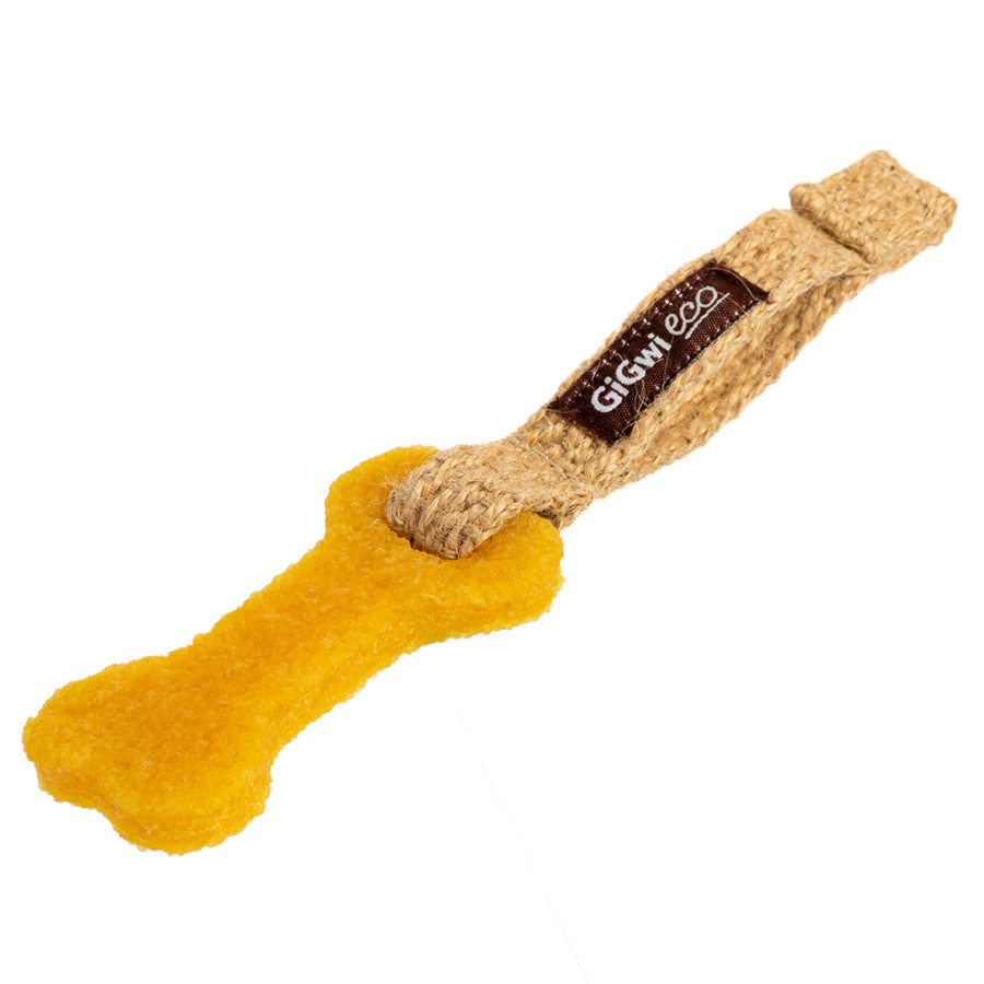 Іграшка для собак Маленька кістка GiGwi Gum gum каучук, пенька, 9 см, фото 1