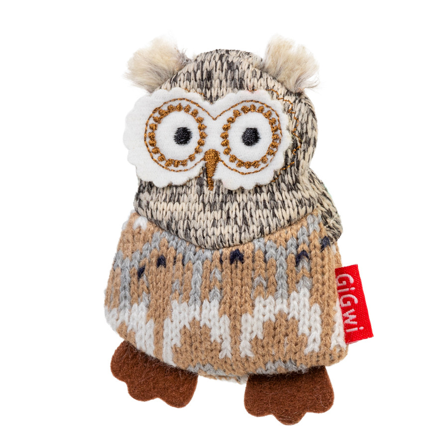 Іграшка для собак Сова з пискавкою GiGwi Plush, текстиль, 10 см, фото 1