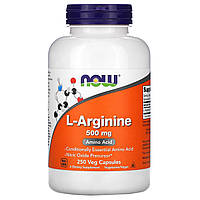 L-аргинин L-Arginine Now Foods 500 мг 250 вегетарианских капсул EM, код: 7701649