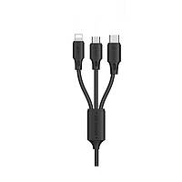 Кабель WK WDC-103th Combo 3-в-1 Type-C Lightning MicroUSB-USB 2А 1,15 м Черный VA, код: 8375837