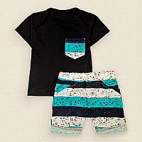 Комплект шорты футболка для мальчика Dexters stripes 74 см черный голубой белый (131700368992 GR, код: 8335827