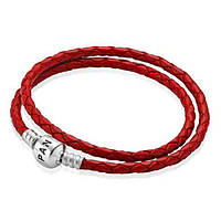 Кожаный двойной красный браслет Pandora 590705CRD-D 38 PK, код: 7360909