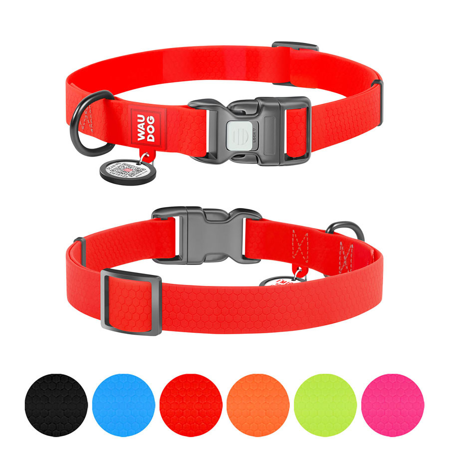 Нашийник для собак водостійкий WAUDOG Waterproof з QR-паспортом, пластикова пряжка-фастекс, Ш 25 мм, Д 38-58, фото 1