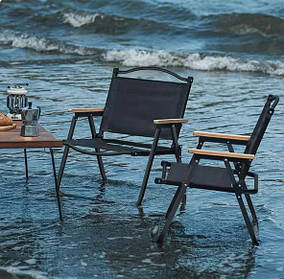 Складаний стілець зі спинкою для відпочинку на природі 54*43*61 см Чорний