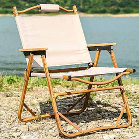 Портативний складний стілець зі спинкою, підлокітниками для відпочинку на природі 54*42*62 см