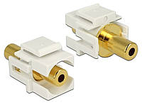 Перехідник аудіо Delock Jack 3.5mm 3pin F F (Keystone) адаптер AUX Gold білий (70.08.6336) SC, код: 7453761