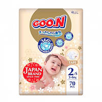 Підгузки GOO.N Premium Soft для дітей 3-6 кг (розмір 2(S), на липучках, унісекс, 70 шт)  Technohub - Гарант Якості