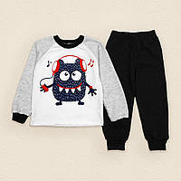 Пижама детская для мальчика на подростка из ткани с начесом Dexters monster 134 см серый черн BF, код: 8335321