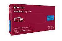 Перчатки латексные Mercator Medical Ambulance High Risk повышенной прочности M Синие 50 шт (0 GT, код: 8246369