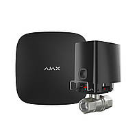 Комплект антипотоп Ajax: централь Hub2 (2G) + кран перекриття води WaterStop 1/2" (DN15), чорний