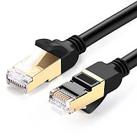 Патч-корд Ugreen NW107 прямой UTP сетевой кабель Ethernet Cat7 с RJ 45 2м Черный (11269) OM, код: 1880586