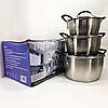 Набір каструль преміум 6 предметов LB-1891, Комплект металевих каструль, Набір посуду каструлі JS-34, фото 3