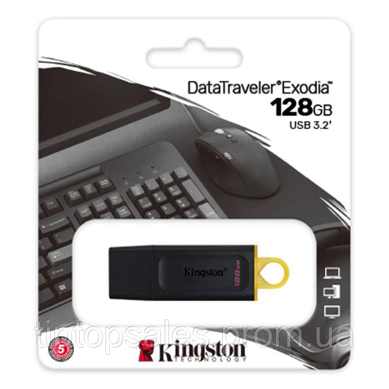 Флеш-накопитель USB3.2 128GB Kingston DataTraveler Exodia Black Yellow (DTX 128GB) TP, код: 6831541 - фото 3 - id-p2157131334