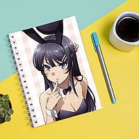 Скетчбук Sketchbook блокнот для рисования с принтом девочки-зайки Seishun Buta Yarou wa Bunny OM, код: 8301683