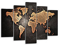 Модульная картина Декор Карпаты в гостиную спальню Карта мира в коричневых тонах 80x125 см OM, код: 6978844
