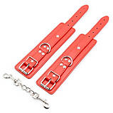 Червоні регульовані шкіряні наручники Bdsm4u Tied Handcuffs KB, код: 8019588, фото 2