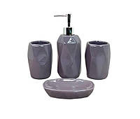 Набір аксесуарів для ванної кімнати 4 предмети Stenson Ліловий 00613 TD OM, код: 8251083