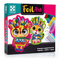 Набор для творчества Foil Art Безумные индейцы Vladi Toys VT4433-09 фольга, шпатель, стразы UD, код: 8323483