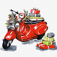 Картина по номерам Рождественский мотоцикл ©fashionillustration_tania Идейка KHO5011 30х30 см FT, код: 8245888