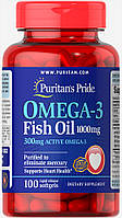 Рыбий жир Омега-3 Puritans Pride 1000 мг 300 мг 100 капсул (31087) EV, код: 1535915