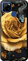 ТПУ чохол з мікрофіброю на Realme 7i Black snake and golden rose