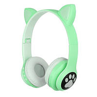Бездротові навушники з котячими вушками та RGB підсвічуванням Cat VZV 23M. Колір: зелений