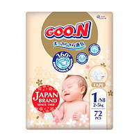 Підгузки GOO.N Premium Soft для немовлят до 5 кг (1(NB), на липучках, унісекс, 72 шт.) Shvidko - Порадуй Себя
