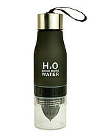 Бутылка для воды и напитков H2O с цитрусовой соковыжималкой 650 мл Черная (SUN0034) SN, код: 181687