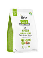 Корм Brit Care Dog Sustainable Adult Medium Breed Chicken and Insect сухой с курицей и белком TN, код: 8451660