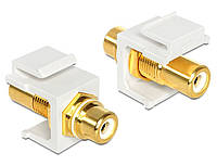 Перехідник аудіо Delock RCA F F (Keystone) прямий Gold White білий (70.08.6310) FG, код: 7454970