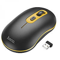 Беспроводная оптическая Мышка Hoco GM21 2.4G Bluetooth 4.0V1000 - 1600 DPI Черно-Желтый OB, код: 8289140