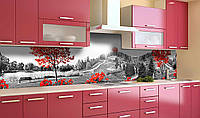 Наклейка виниловая кухонный фартук Zatarga Красное дерево 600х2500 мм OM, код: 5561714