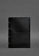 Кожаный блокнот А4 на кольцах (софт-бук) 9.0 в мягкой обложке черный глянец BlankNote ES, код: 8132573