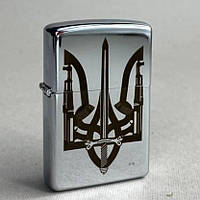 Бензиновая зажигалка Zippo для ЗСУ с гравировкой! Любая надпись, рисунок. Отличное качество и гарантия 10 лет Серебристый